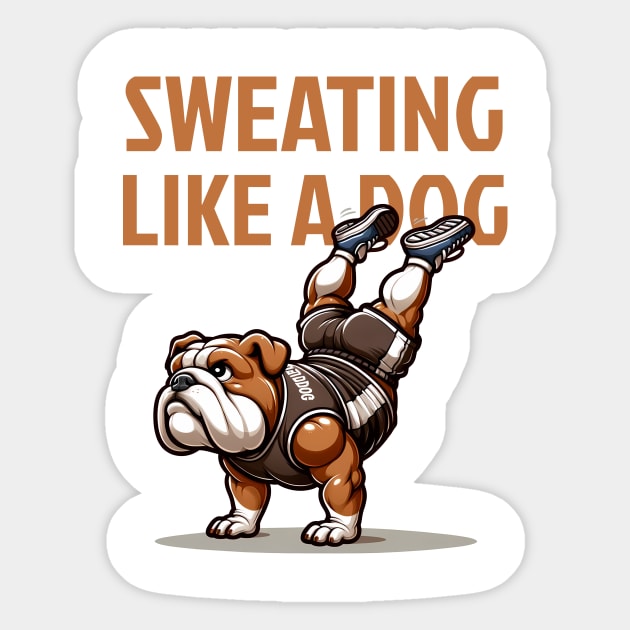 Sweating Like a Dog: Bulldog Conquers HSPU Sticker by Purrformance Wear